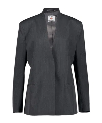 Casablanca H-shaped Long Sleeve Suit Jacket In Black