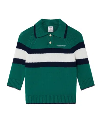 Casablanca Half-sleeve Polo Sweater In Green