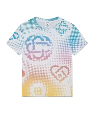 Casablanca Halftone Logo Fitted Short Sleeve Tshirt In White