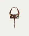 Casablanca Halter Crochet Bralette With Patches In Brown