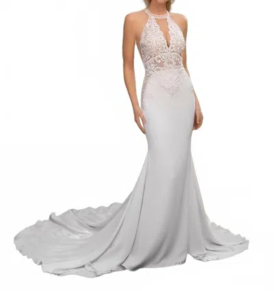 Casablanca Halter Neck Wedding Dress In Ivory In White