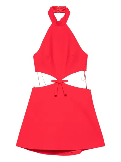 Casablanca Halterneck Cut-out Mini Dress In Red