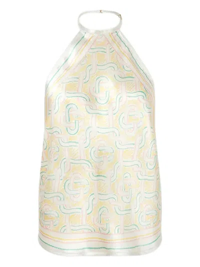 Casablanca Halterneck Print Dress In Gray