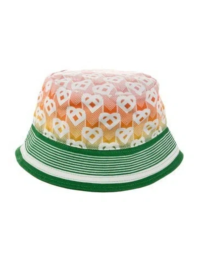 Pre-owned Casablanca Heart Monogram Printed Denim Bucket Hat W/tags In Multi