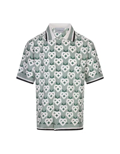 Casablanca Heart Monogram Silk Shirt In Green