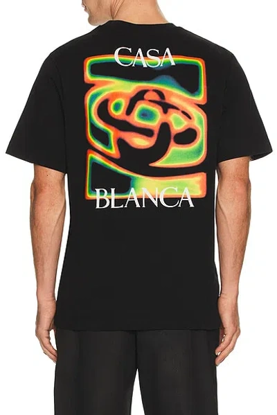 Casablanca Black Crewneck T-shirt With Logo Detail On The Front And Maxi Logo On The Rear In Cotton Man