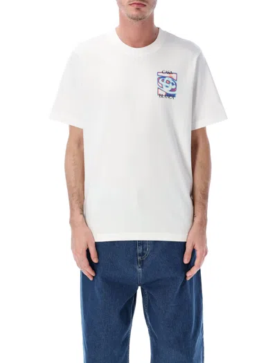 Casablanca Men White Crewneck T-shirt With Logo Detail On The Front And Maxi Logo On The Rear In Cot