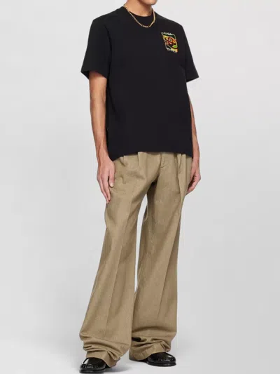 Casablanca Black Crewneck T-shirt With Logo Detail On The Front And Maxi Logo On The Rear In Cotton Man