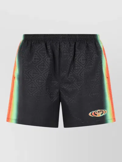 Casablanca Heat Map Polyester Swimsuit Multicolor Stripe Pockets In Black