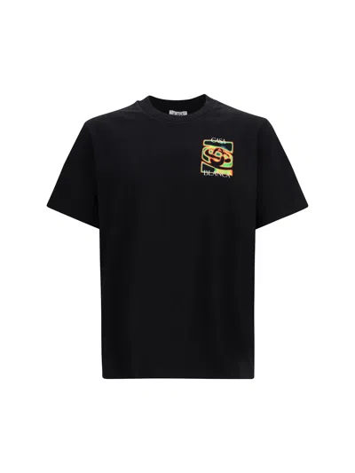 Casablanca Black Crewneck T-shirt With Logo Detail On The Front And Maxi Logo On The Rear In Cotton Man