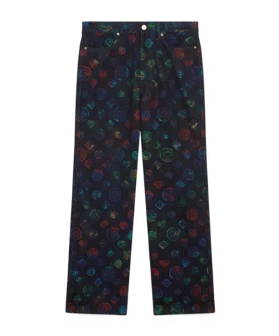Casablanca Heatmap Monogram Straight Jeans In Blue