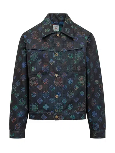 Casablanca Printed Heatmap Denim Jacket In Black