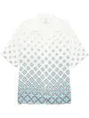 Casablanca Mens Monogram Short-sleeves Linen Shirt Degrade Monogram In White