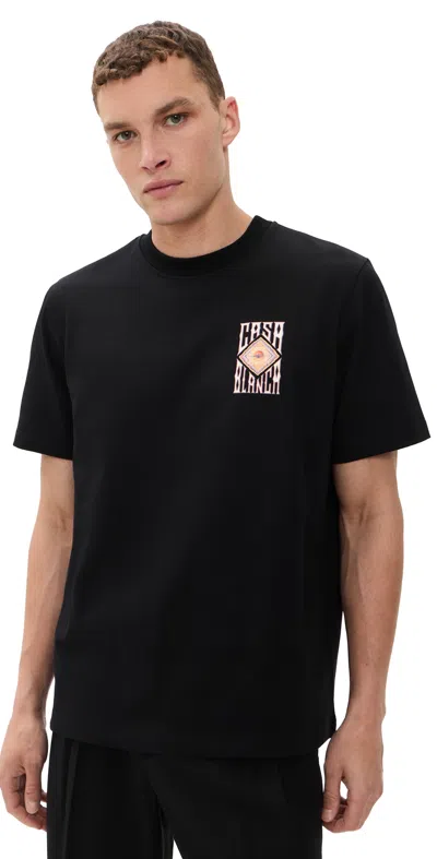 Casablanca Graphic Print Organic Cotton Crew-neck T-shirt In Black