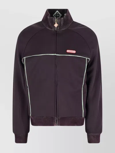 Casablanca High Collar Sweatshirt Contrast Piping In Purple