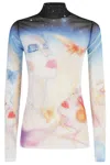 Casablanca Artistic Sleeve Print With Sheer High Neck In Multi