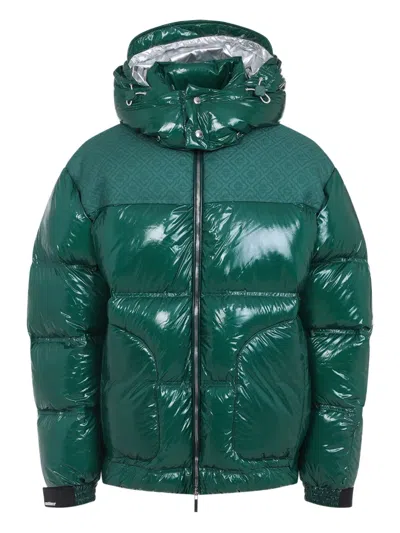 CASABLANCA HIGH-SHINE PATTERNED-PANEL PUFFER JACKET