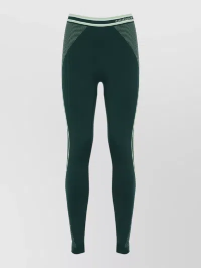 Casablanca High Waist Leggings Ankle Length Stripe Detail In Green