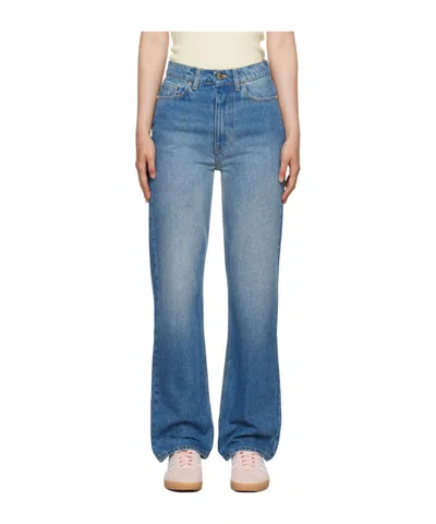 Casablanca High-waist Logo Embroidered Denim Jeans In Blue