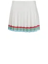 Casablanca High-waisted Pleated Silk Skirt With Colorful Hemline In White