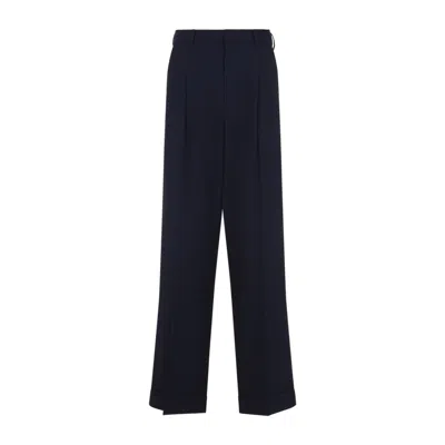Casablanca High-waisted Wide-leg Trousers In Luxurious Virgin Wool In Black