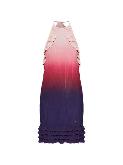 Casablanca Gradient Ruffle Dress In Pink