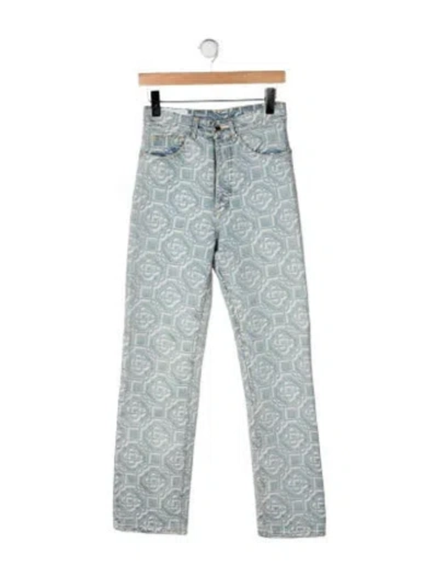 Pre-owned Casablanca High-rise Straight Leg Jeans In Green