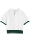 Casablanca Hooded Short Top Striped Trim In White