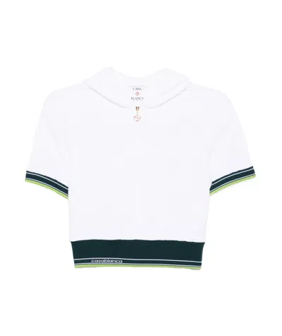 CASABLANCA CASABLANCA TENNIS TEXTURED VELOUR CROPPED HOODED TOP