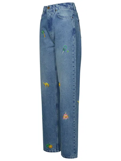 Casablanca 'home' Light Blue Cotton Jeans