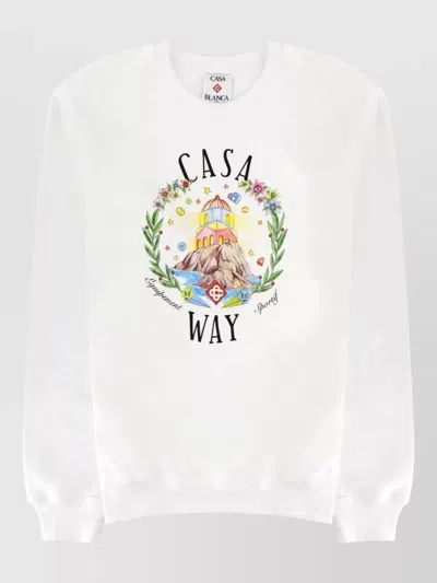 Casablanca Home Way Crew Neck Graphic Sweatshirt In Nude