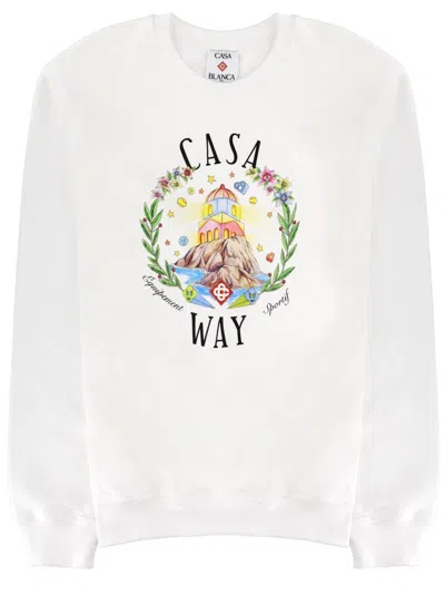 Casablanca "home Way" Sweatshirt In White