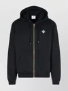 Casablanca Black Cotton Sweatshirt With Drawstring Hood And Contrast Logo In Black