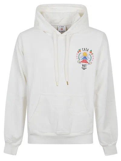 Casablanca Text Hoodie With Drawstring And Pocket In White