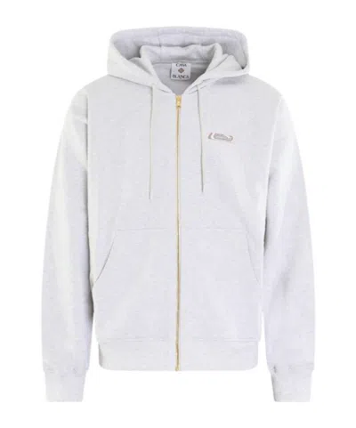 Casablanca Hooded Zip-up Sweatshirt In Gray