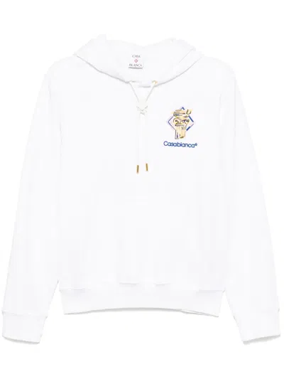 Casablanca Diamond Detail Embroidered Hoodie In White