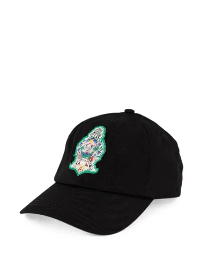 Casablanca Signature Curved Brim Structured Baseball Hat In Black