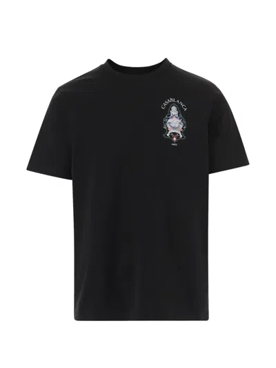 Casablanca Hotel Emblem Logo-print Cotton T-shirt In Black