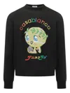 Casablanca Black Sweater With Multicolor Cartoon Embroidery In Black