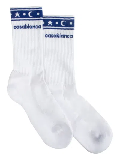 Casablanca Intarsia-knit Socks In Blue/white
