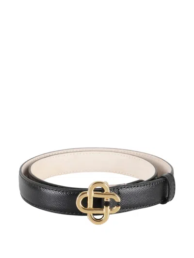 Casablanca Interlocking-buckle Leather Belt In Black