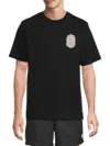 Casablanca Men Black Crewneck T-shirt With Logo Detail On The Front And Maxi Logo On The Rear In Cot In Black