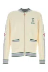 Casablanca Wool Cardigan With Front Pockets And Graphic Design In White