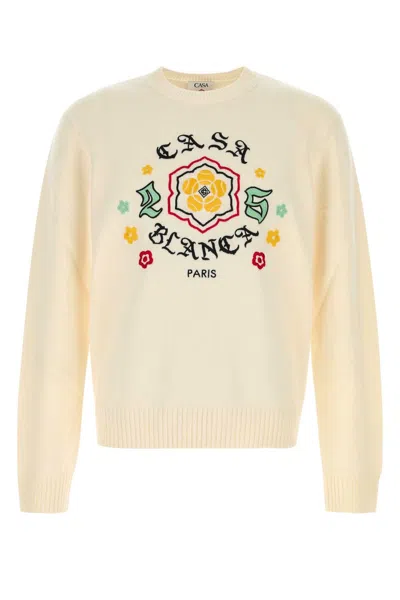 Casablanca Ivory Wool Sweater In Neutral