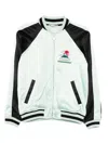 Casablanca Embroidered Bicolor Satin Bomber Jacket In Blue