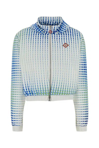 Casablanca Hooded Jacket Taffeta Graphic Pattern In White