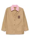 Casablanca Beige Cotton Jacket With Pink Collar In Beige