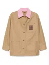 Casablanca Beige Cotton Jacket With Pink Collar In Beige