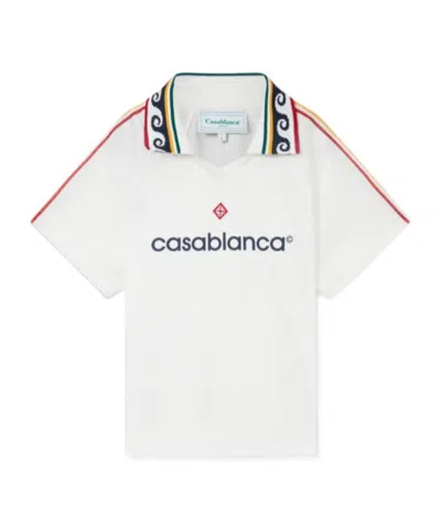 Casablanca Jacquard Alphabet Football Shirt In White