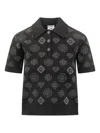 Casablanca Knitted Polo Shirt With Monogram Pattern In Black